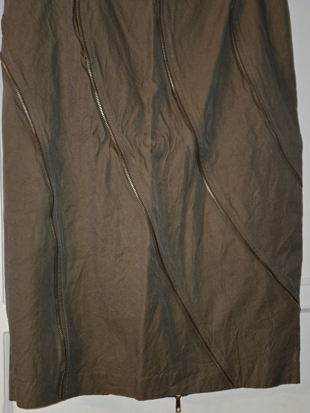 Lafayette 148 New York Brown Pencil Skirt with Diagonal Zip Panels